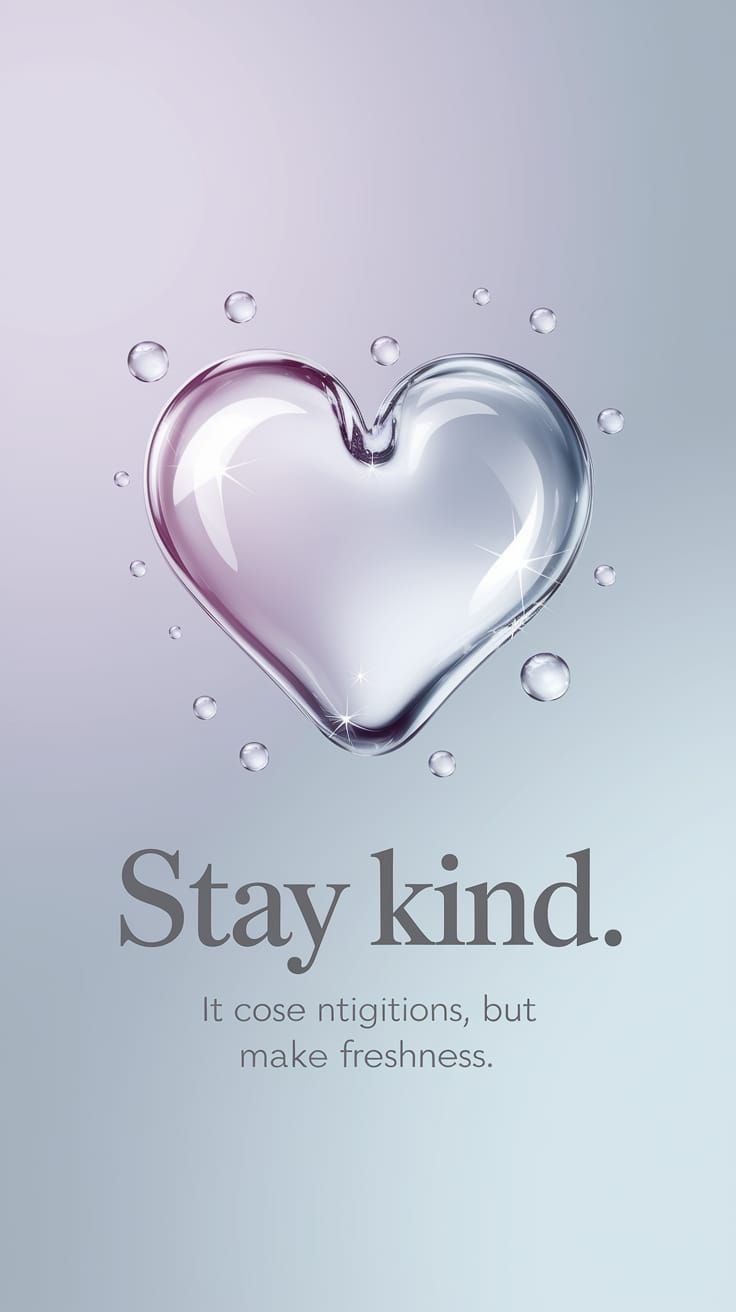 Ethereal Water Droplet Heart with Kind Message