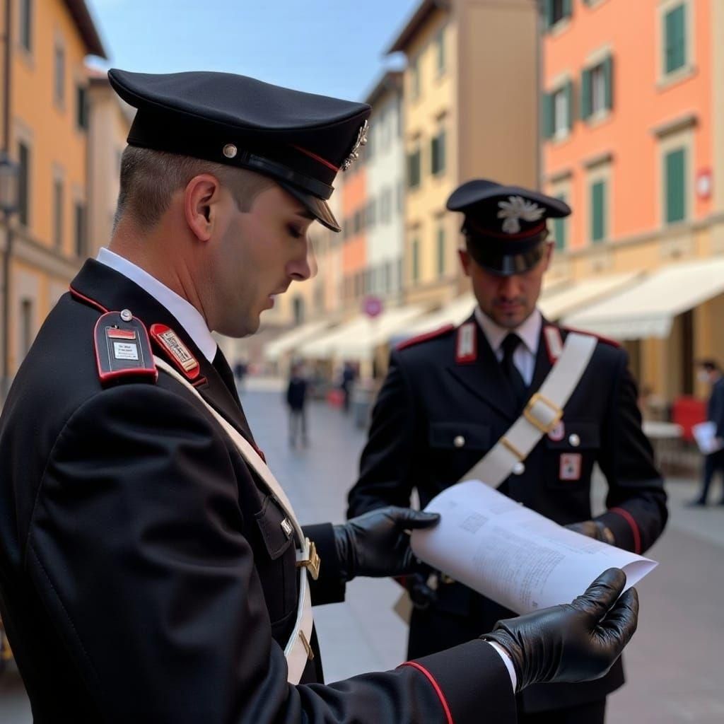 Italian Carabinieri Document Check in Rome