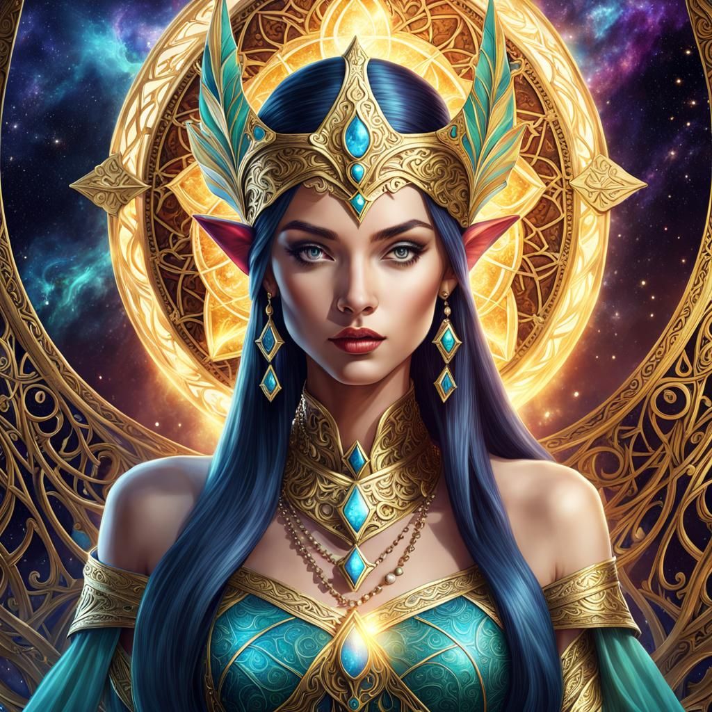 Elven High Priestess Tarot Card in 8k