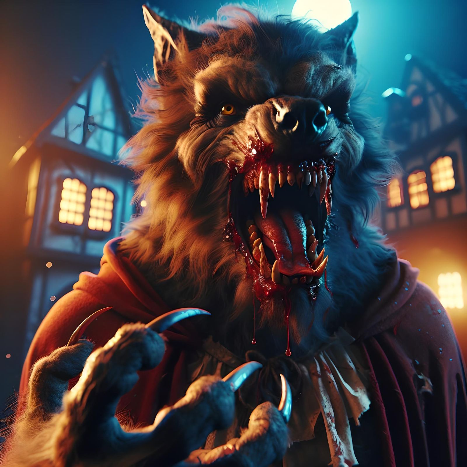 The hungry red wolf is waiting...