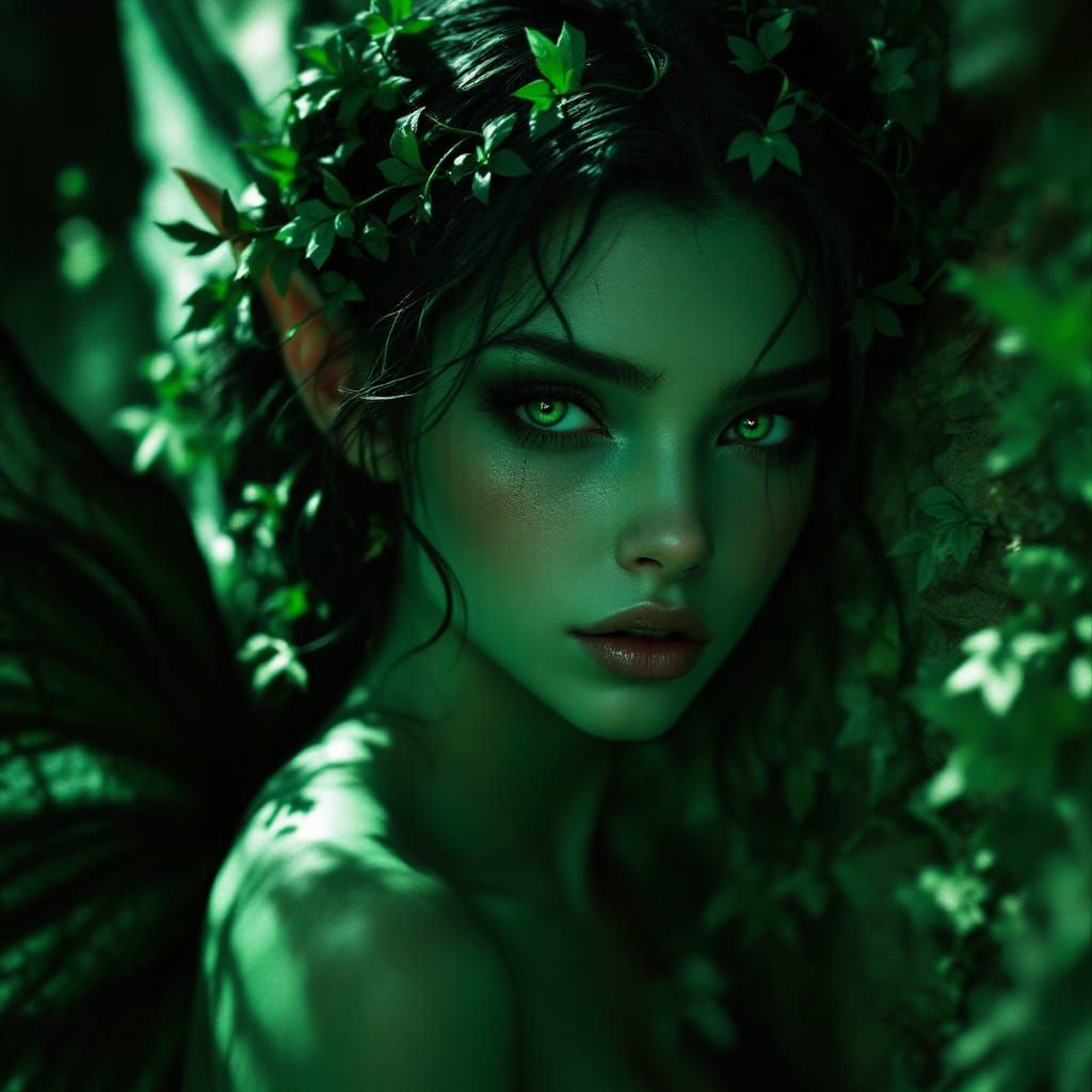 Envious Fairy Goblin with Ivy Wings in Cinematic Style