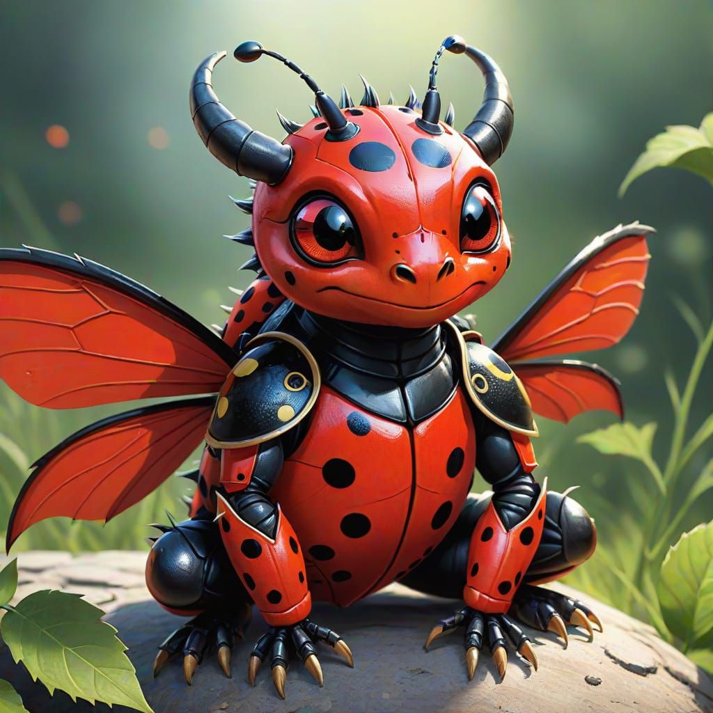 Whimsical Ladybug Dragon Hybrid