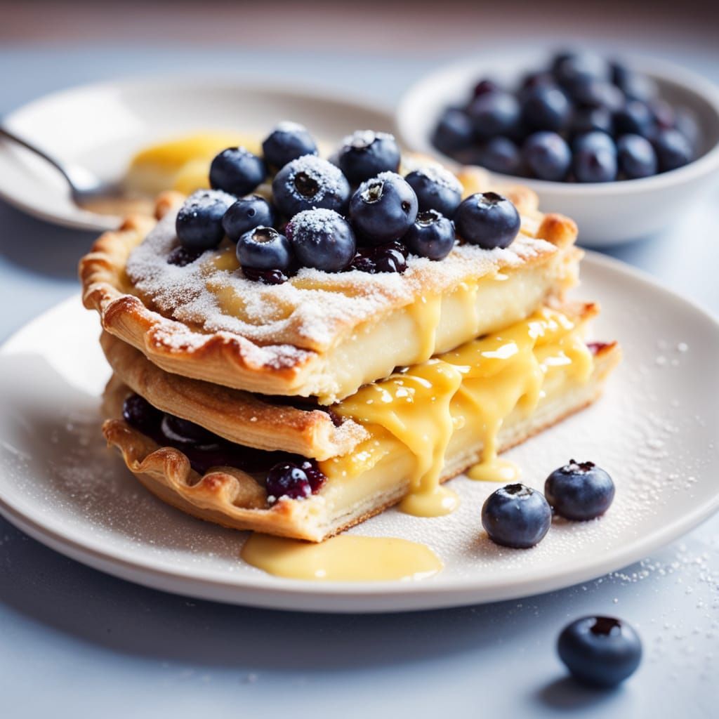 Surreal Watercolor Pastry in Golden Light