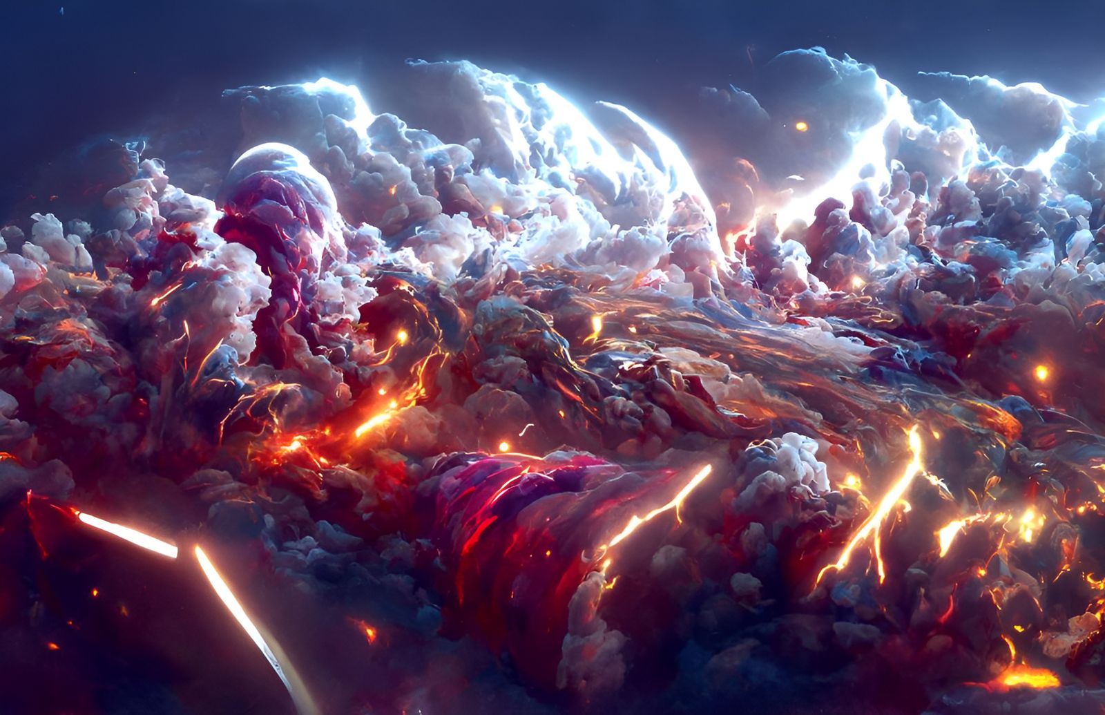 Spectacular Space Clouds of Fire and Lightning