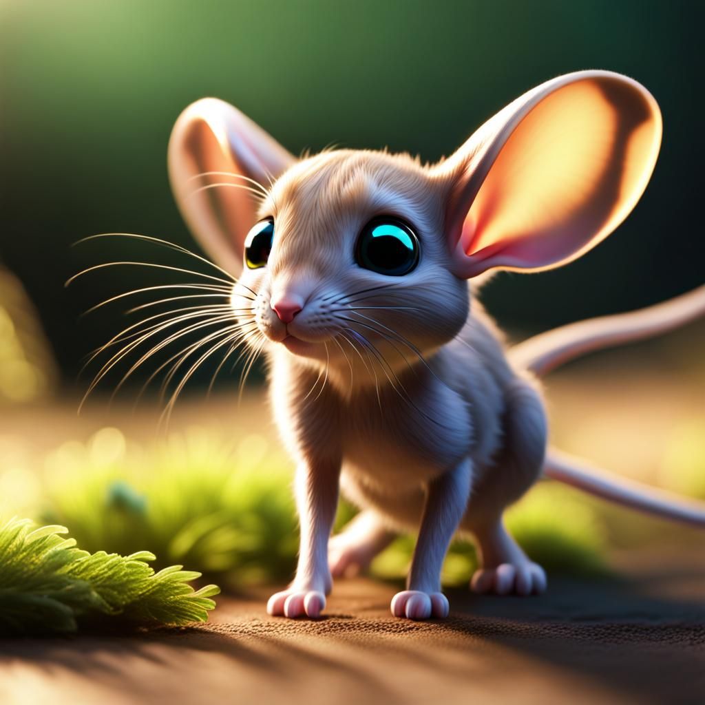 Chibi Long-Eared Jerboa in Photorealistic Style