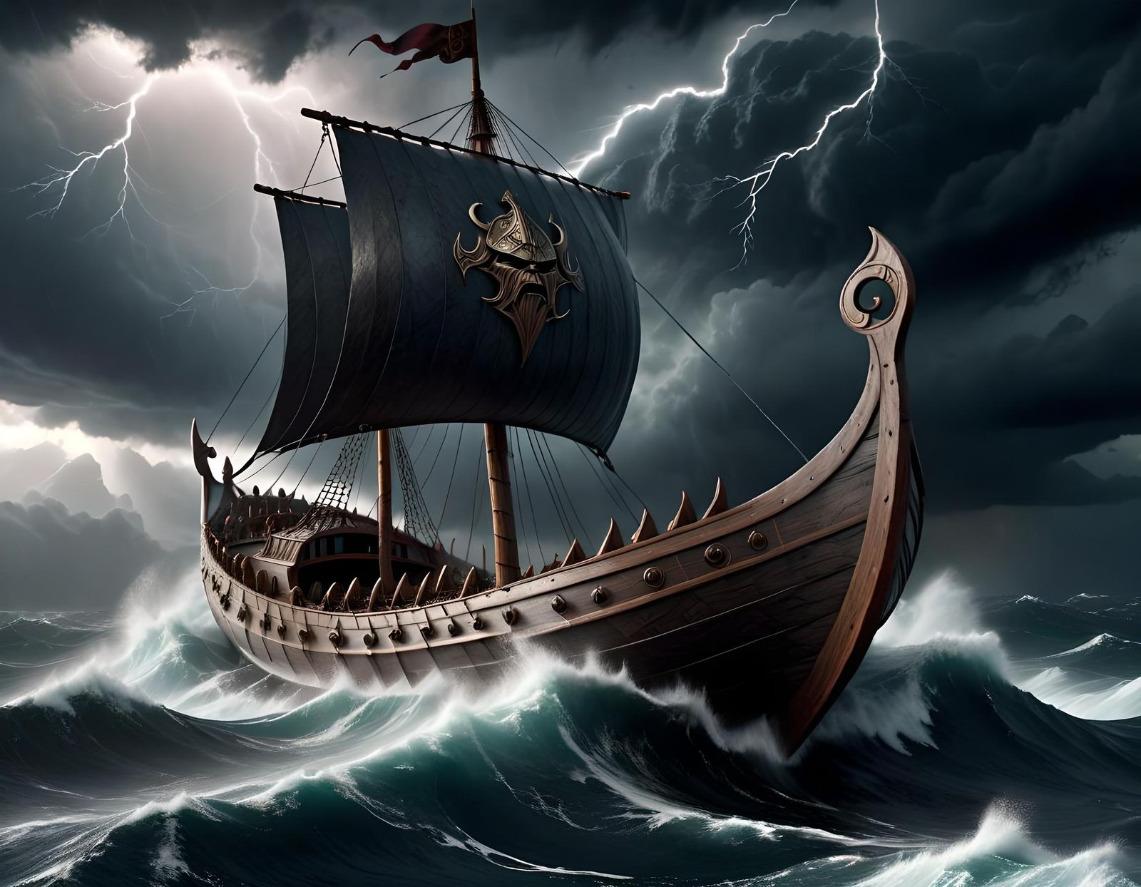Viking Longship Navigates Epic Storm