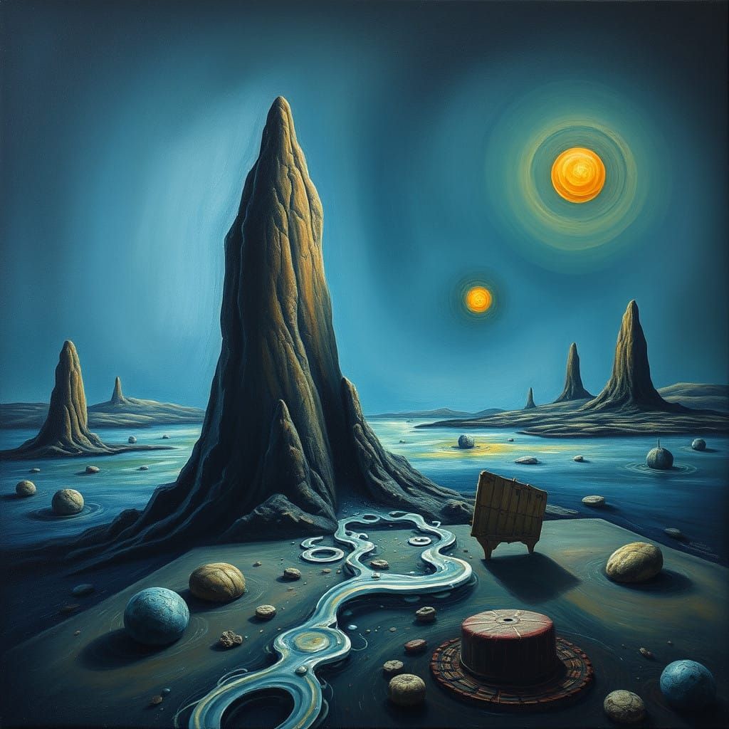 Surreal Dali-Inspired Painting of the Underworld