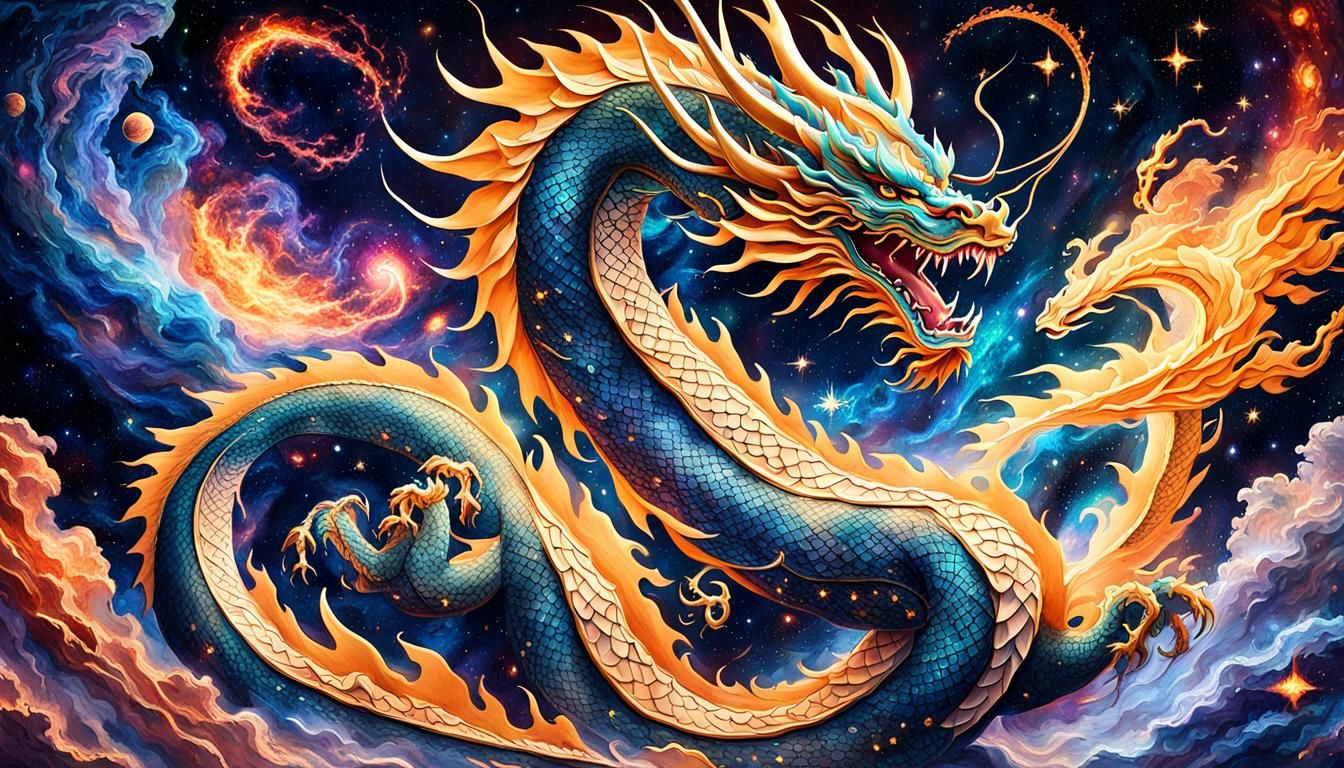Chinese Dragon's Cosmic Flight: Splash Art