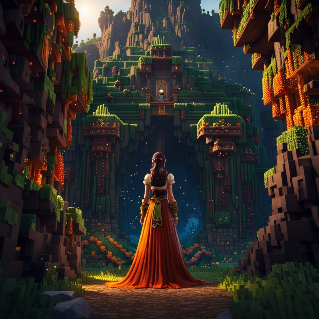 Minecraft Fairy in Cave with Sunlight