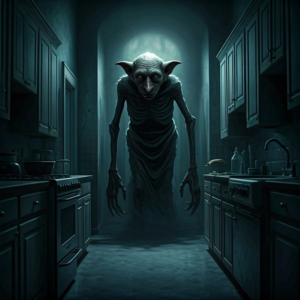 Eerie Shadow Figure in Haunting Hallway Scene