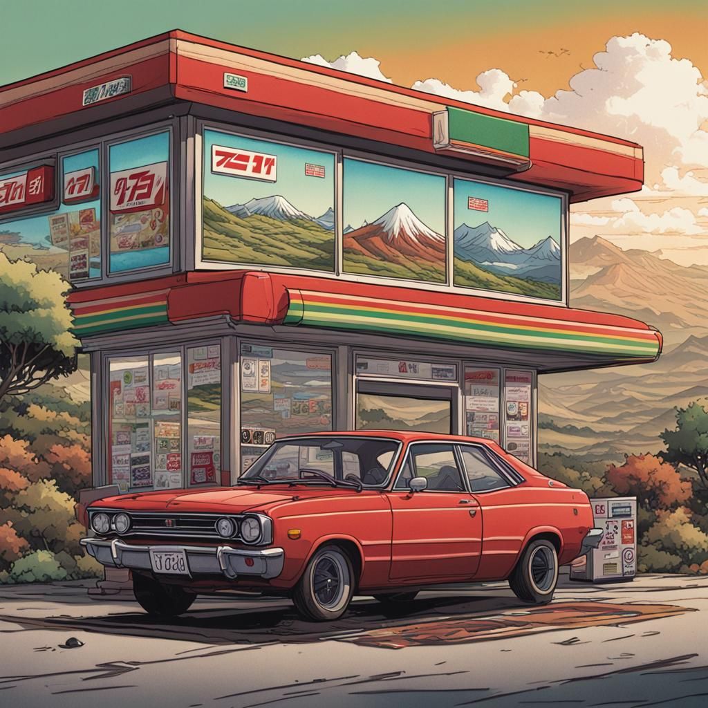 JDM Car Meet: Comic Style Matte Painting