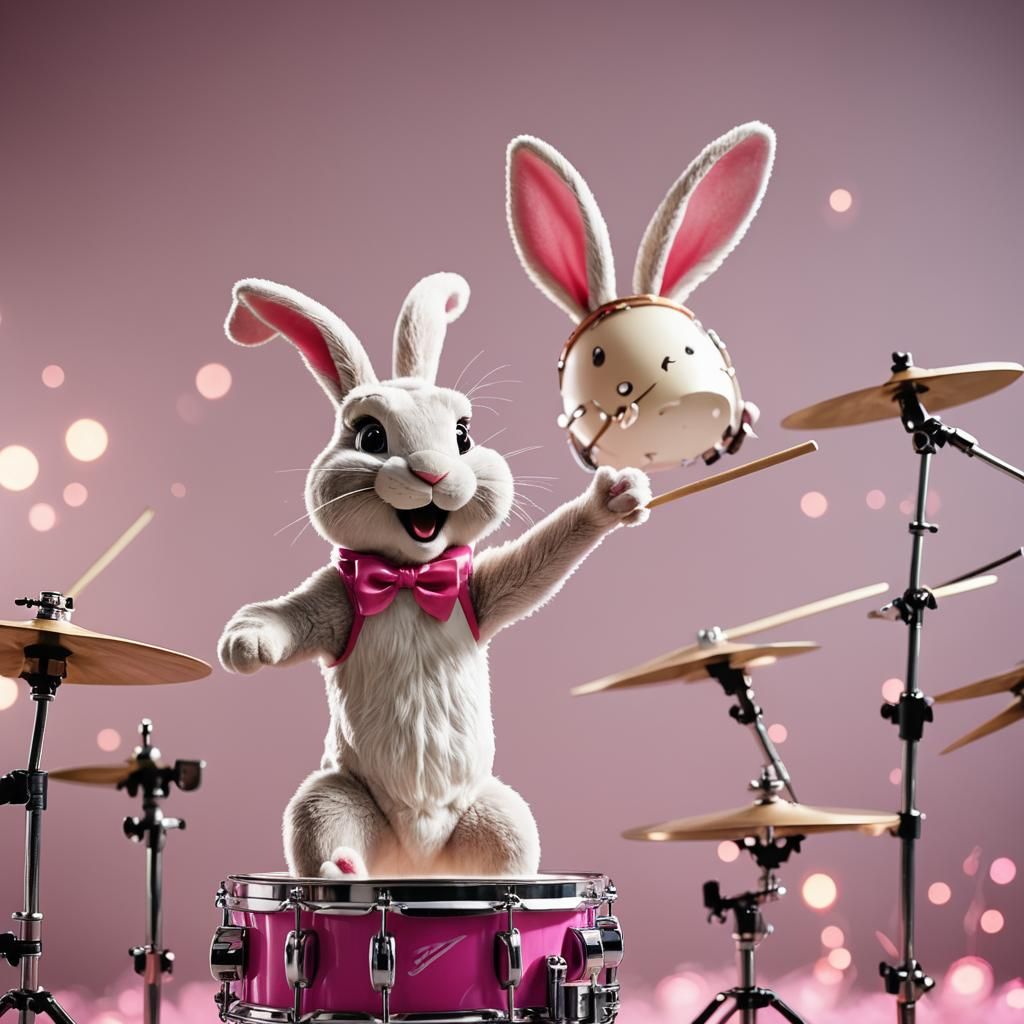 Energizer Bunny Energetic Drum Solo in Vibrant Photo