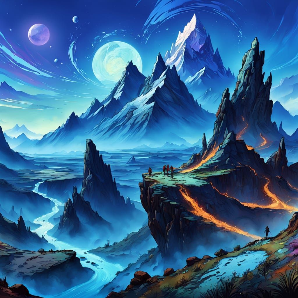 Fantasy Landscape in Smudged Ink and Oil Paint