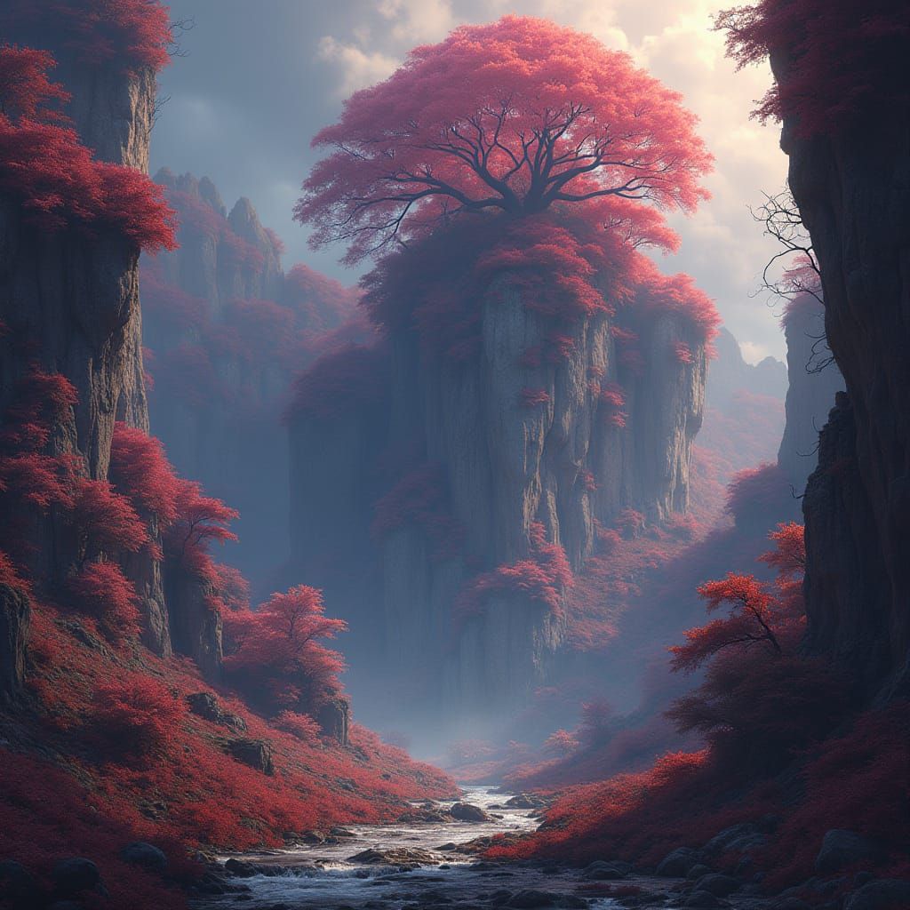 Vast Fantasy Landscape in Deep Color and Intricate Detail