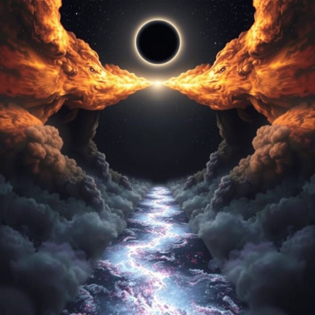 Magical Portal to Parallel Universe Beneath Black Sun