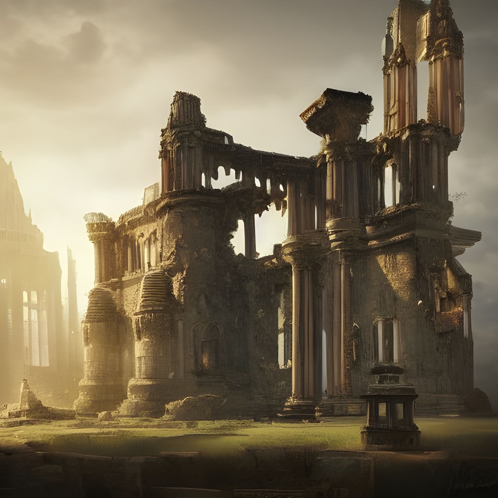 Fantasy Temple Ruins in Warm Light