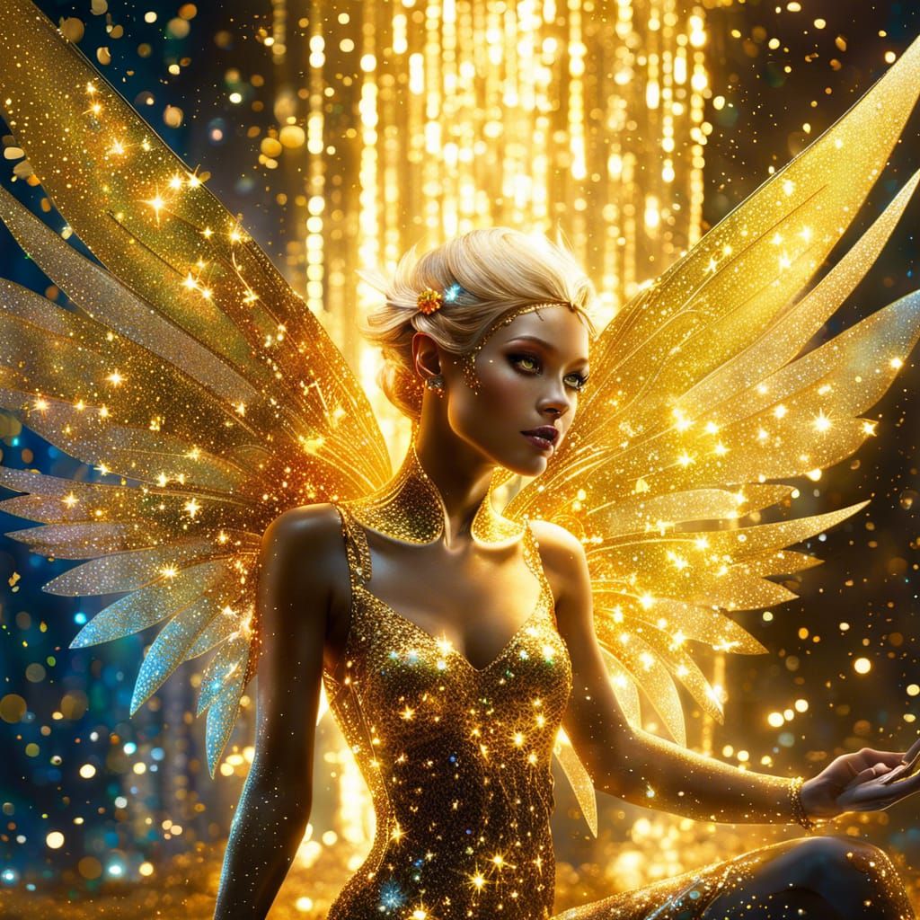 Glittering Gold Fairy in Glitter Cave