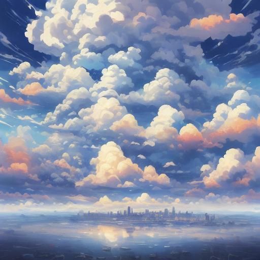Blue and Gold Cloudscape Fantasy Concept Art