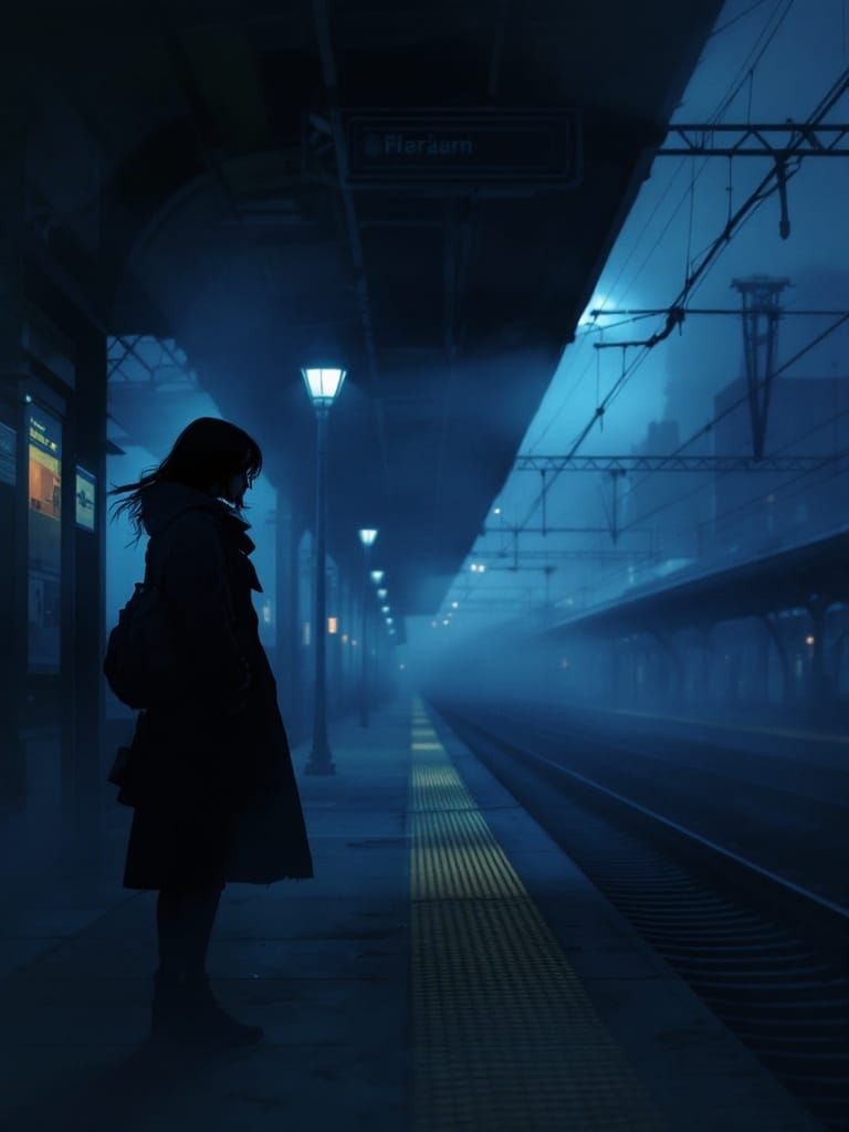 Mysterious Shadow Figure Watches Young Woman on Desolate Tra...