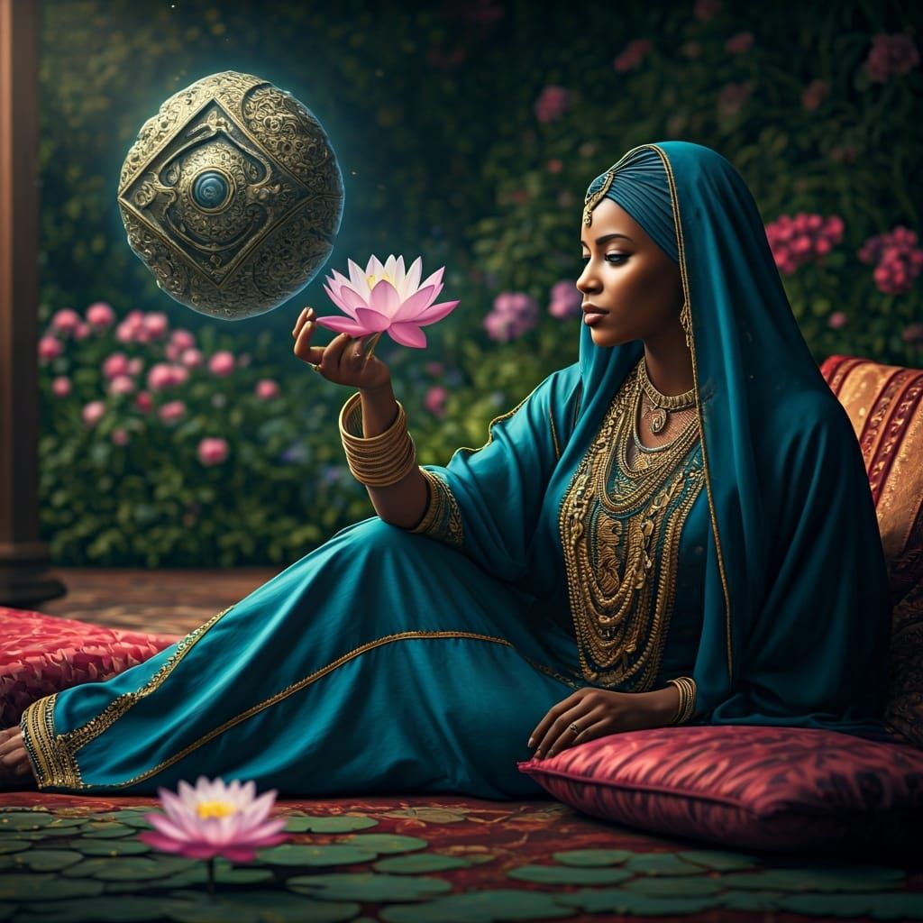 African Zulu Woman Gazing at Magical Artifact