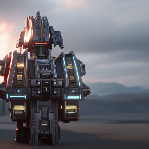 Futuristic Sci-Fi Scene with Intricate Mech Details