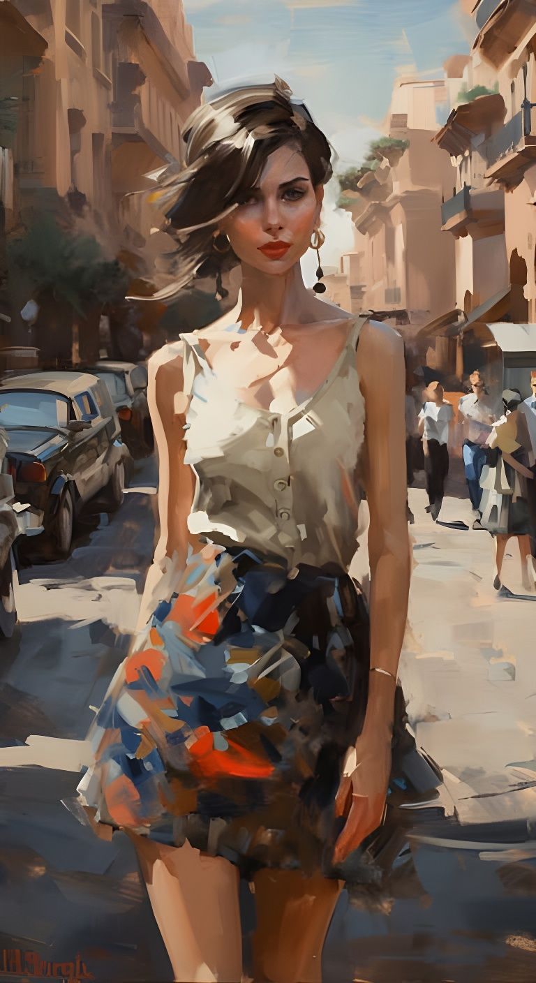 Coastal Woman in Retro Art Style