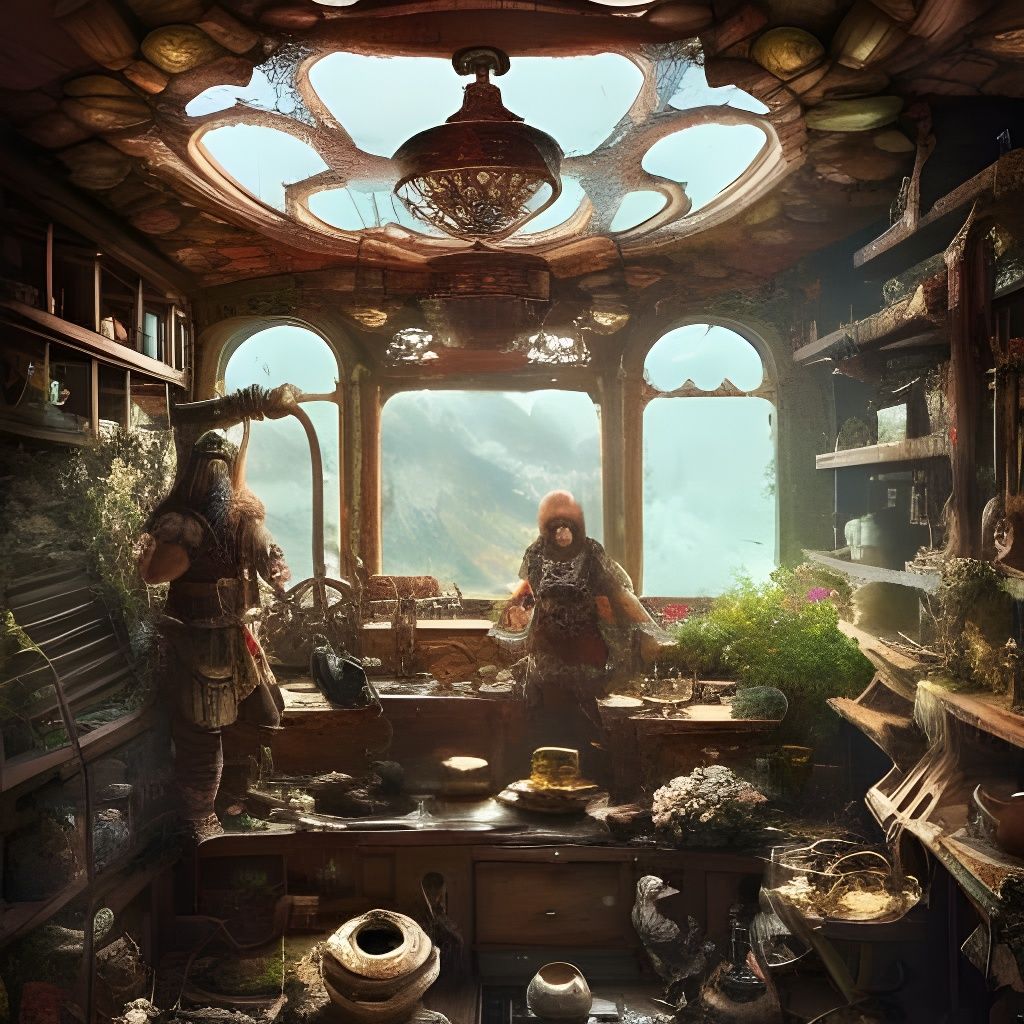 Steampunk Asgardian Dwelling with Lakeside View