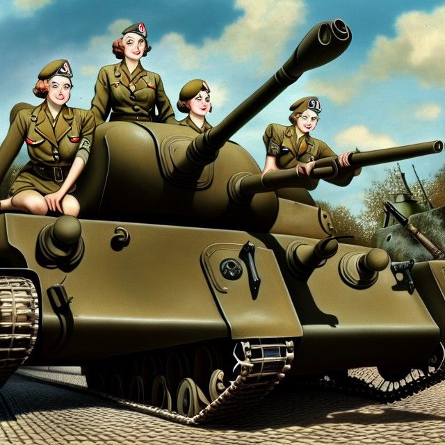Anime German Soldier Girls with Maus Tank in 8K