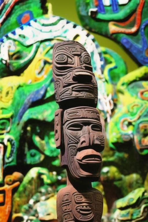 Hyperdetailed Tribal Sculptures: A Primitive Art Collection