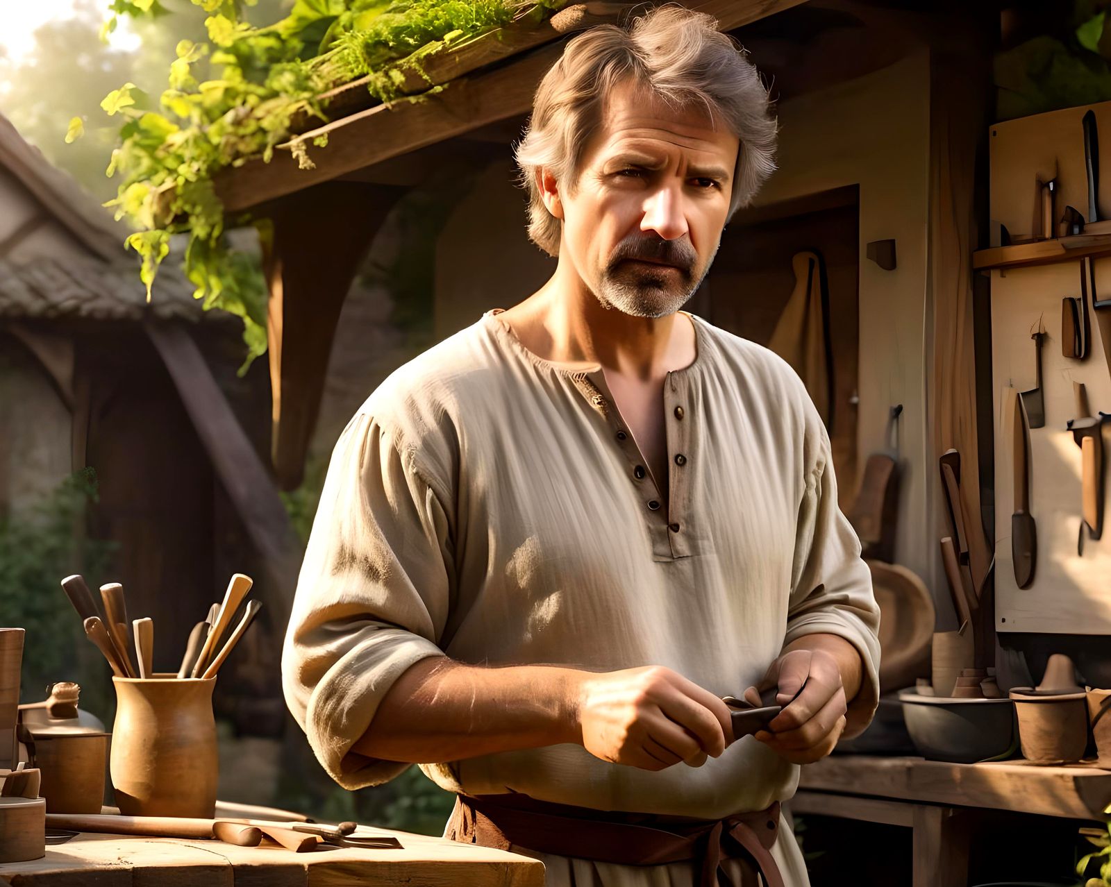 Medieval Fantasy Carpenter Illustration