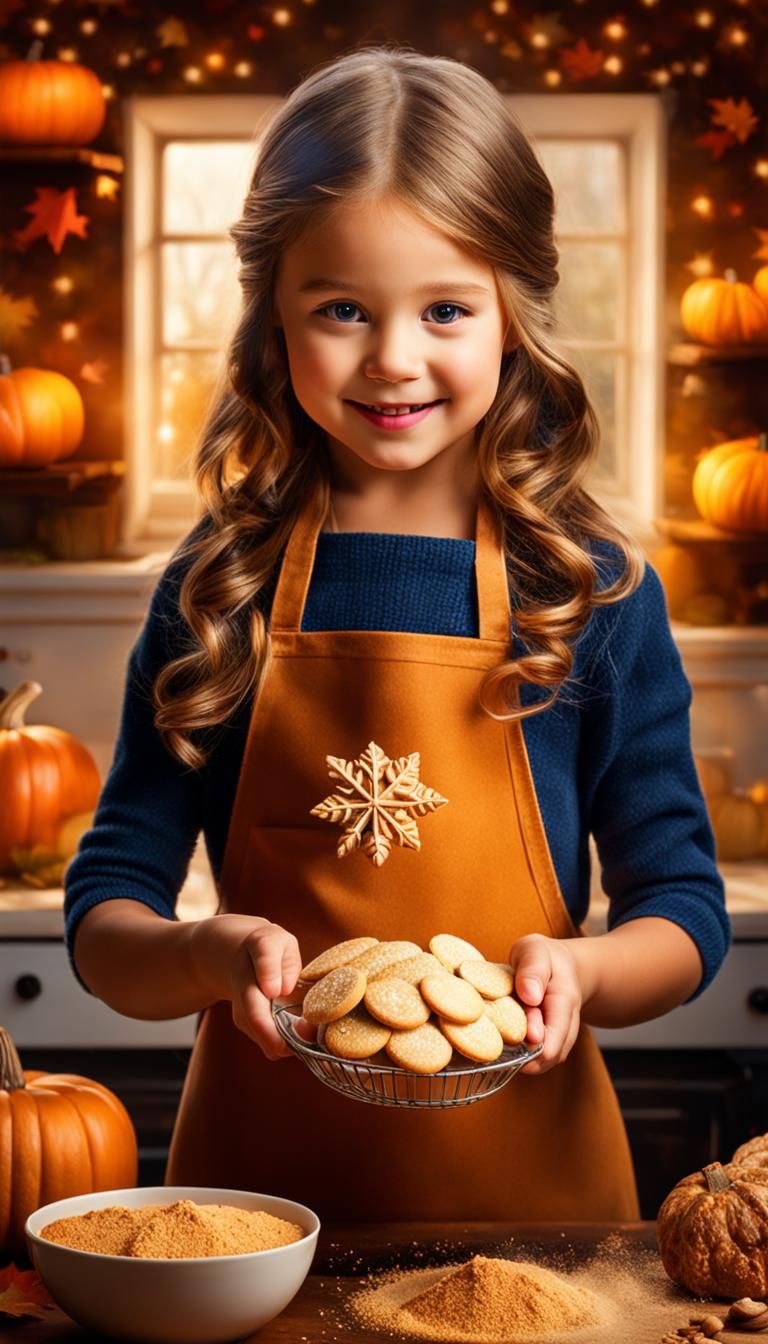 Magical Thanksgiving: Girl Baking Cookies with Fairydust