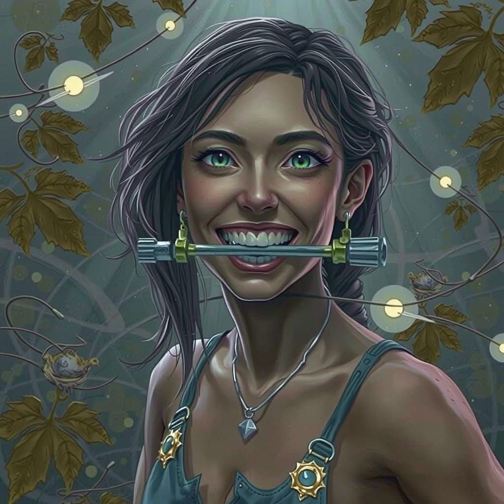 Fantasy Portrait of a Person with a Bolt in Their Teeth, Rea...