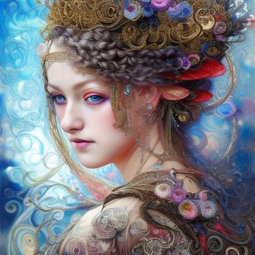 Stunning Norse Goddess Portrait with Iridescent Colors
