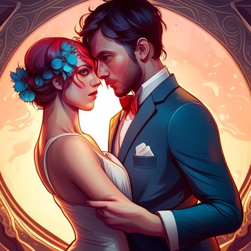 Wedding During Boxing Match: Hyperdetailed Portrait