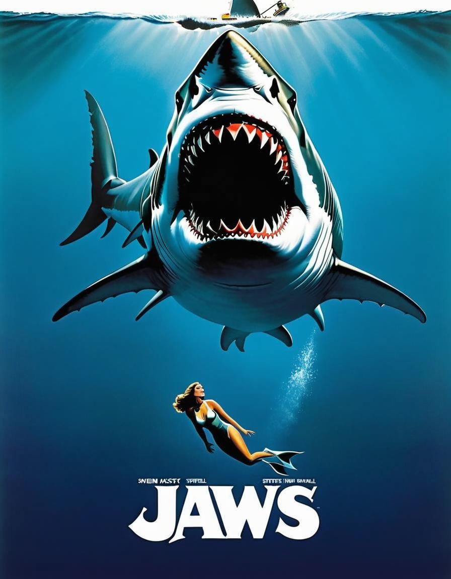 Jaws Movie Poster Recreation in Vintage Style