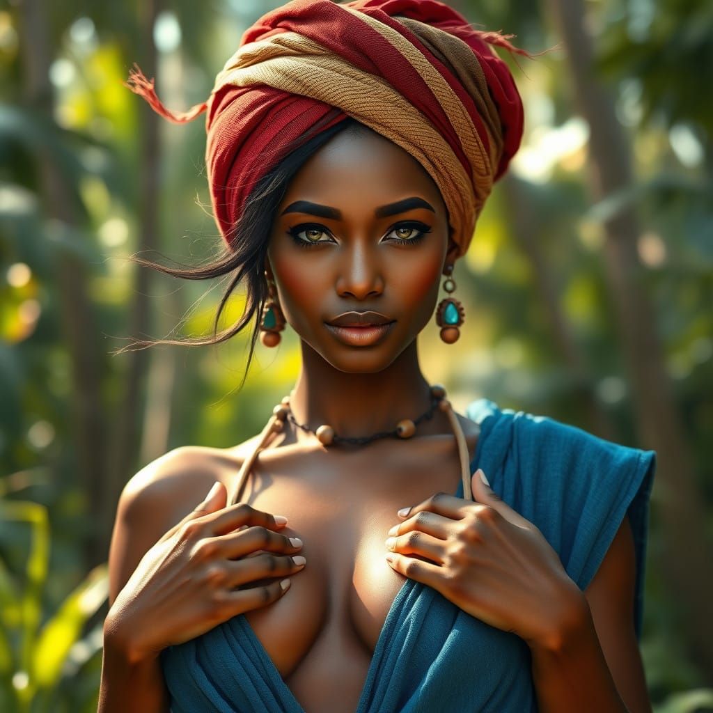 Bronzed Goddess in Tropical Splendor