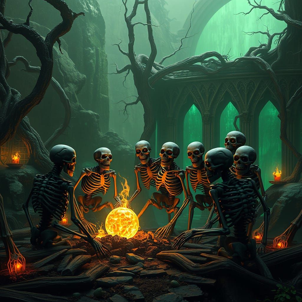 Fantastical Skeletons in Ancient Ruins