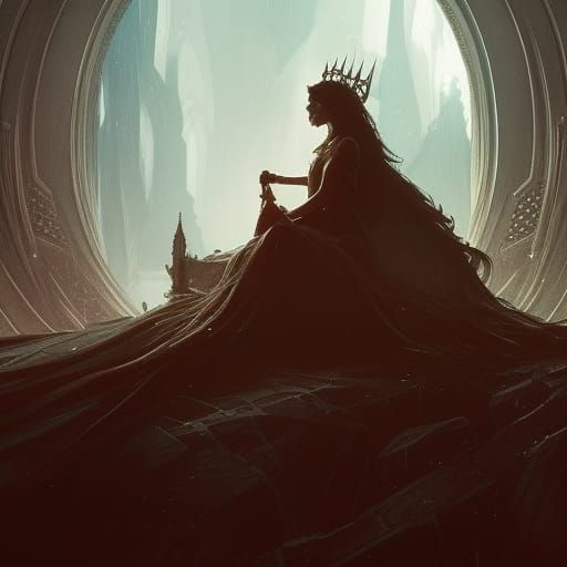 Elf Queen on Throne: Dark Fantasy Masterpiece
