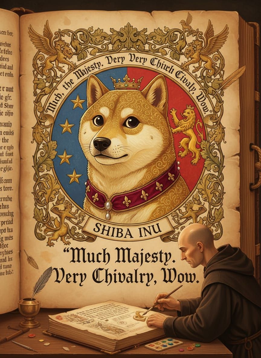 Medieval Doge Illuminated Manuscript with Gothic Script