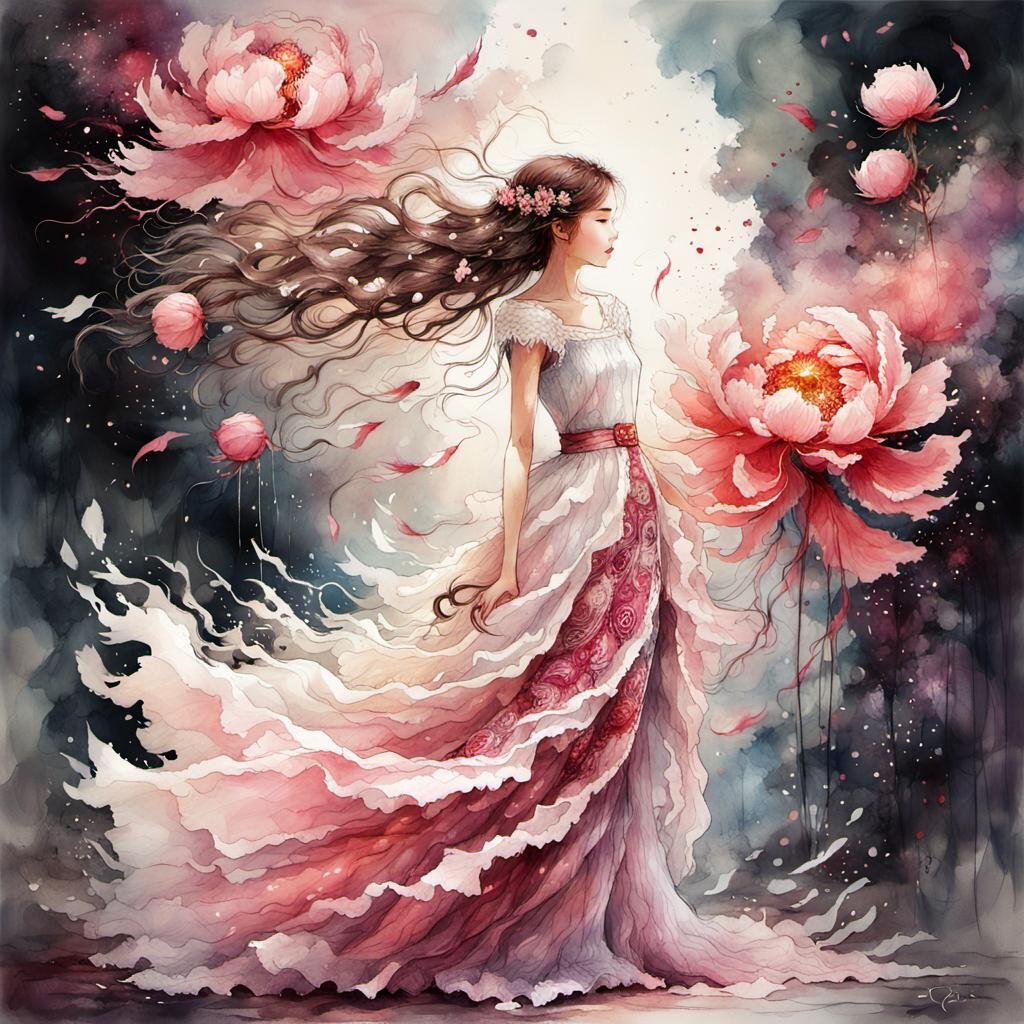 Beautiful girl,Watercolor