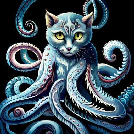 Victorian Dark Fantasy Kitten Monster