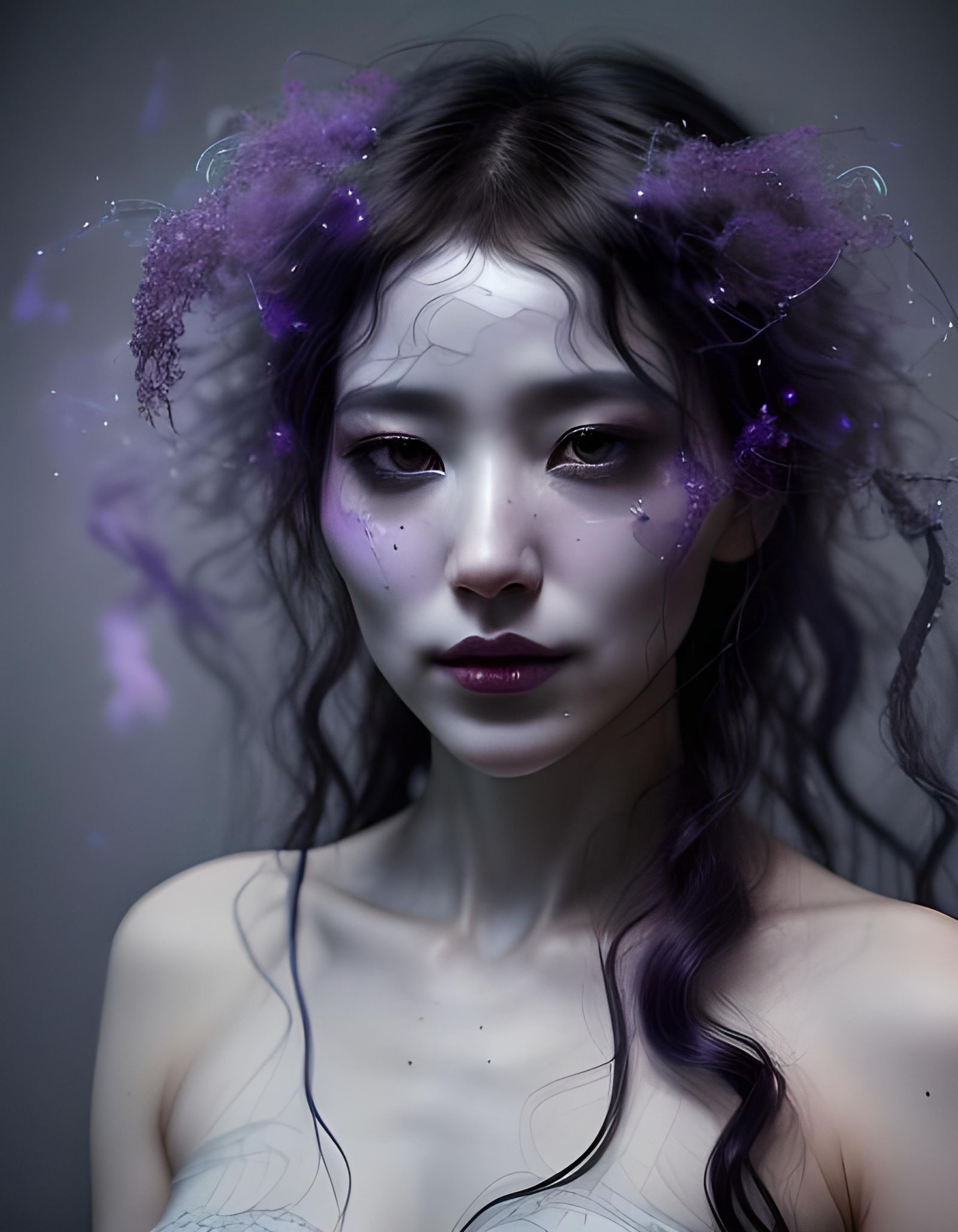 Ethereal Android Portrait with Violet Hues
