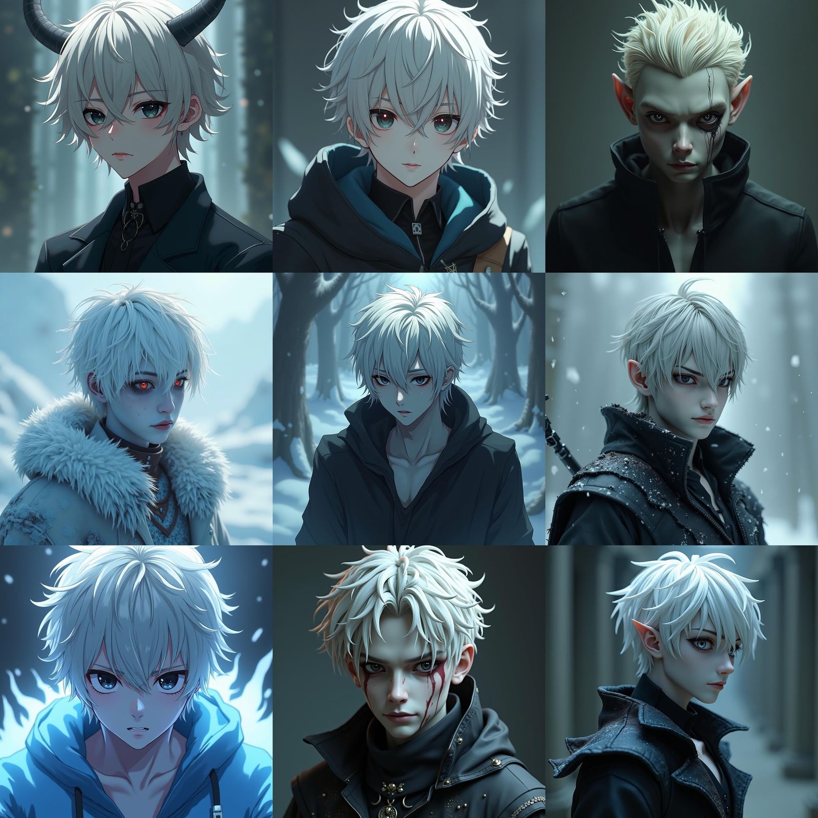 Platinum Haired Undead Demon in Anime Style