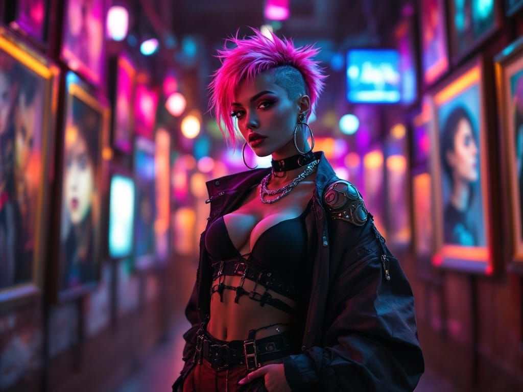 Confident Model in Cyberpunk Gallery