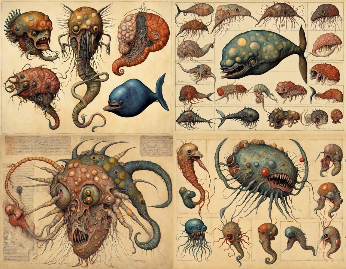 Grotesque Mutant Hybrid Abomination in Expressionist Style