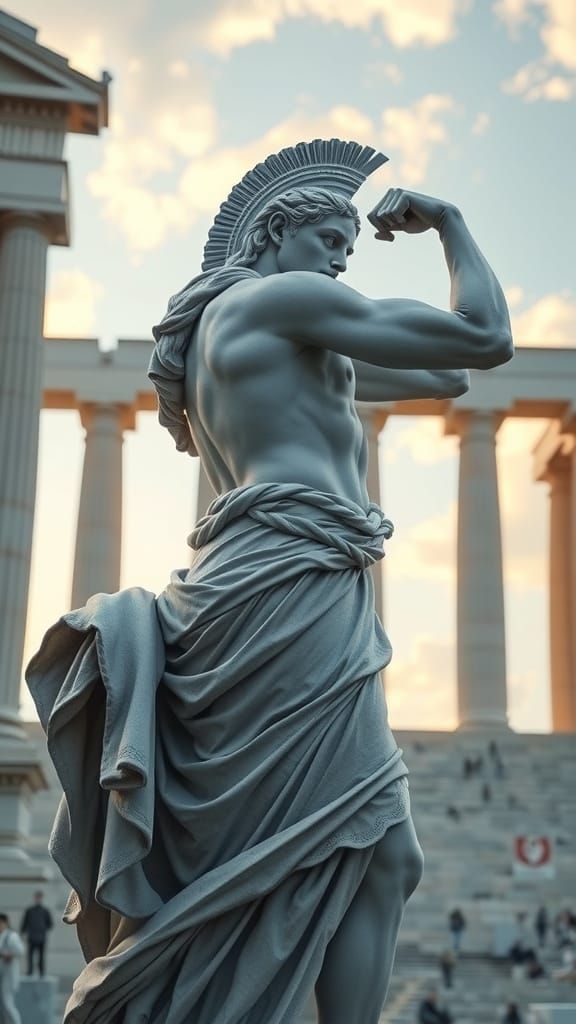 Ancient Roman Warrior in Epic Marmol Statue