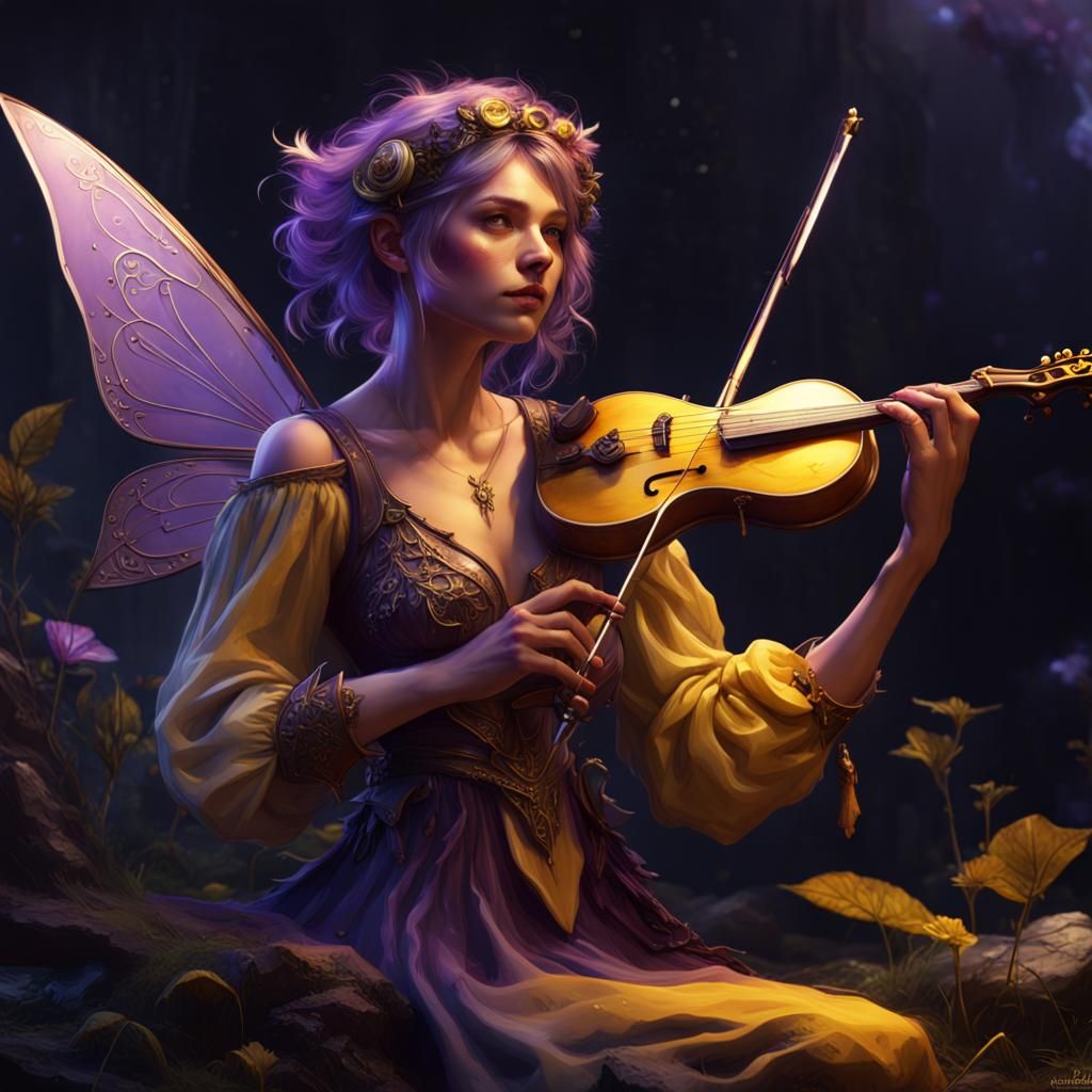 Fairy Bard in Dark Fantasy Style