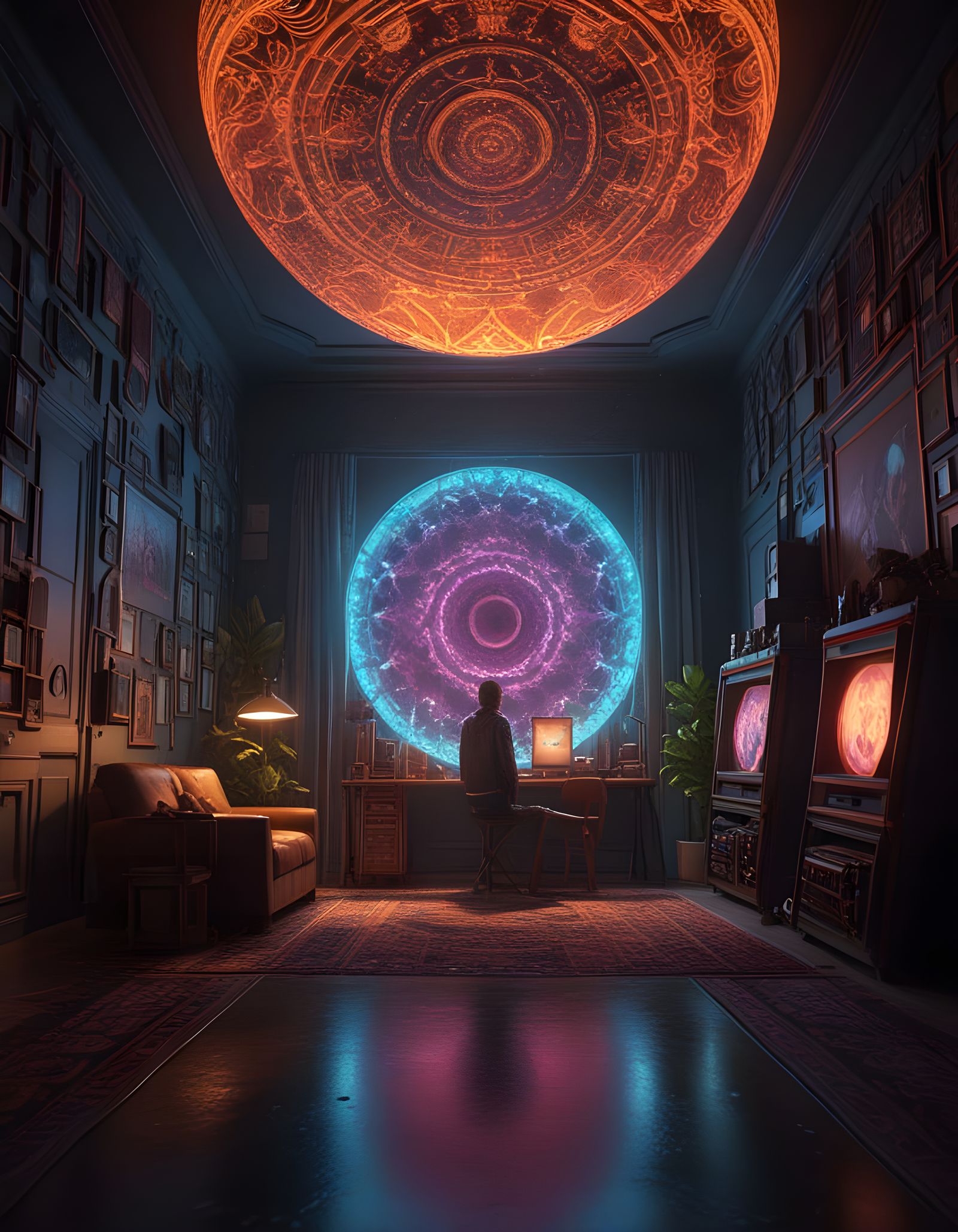 Ethereal Cosmic Entities in Vibrant Light