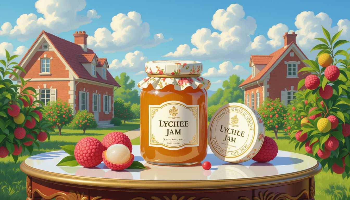 Luxurious Lychee Jam Setting in Impressionist Style