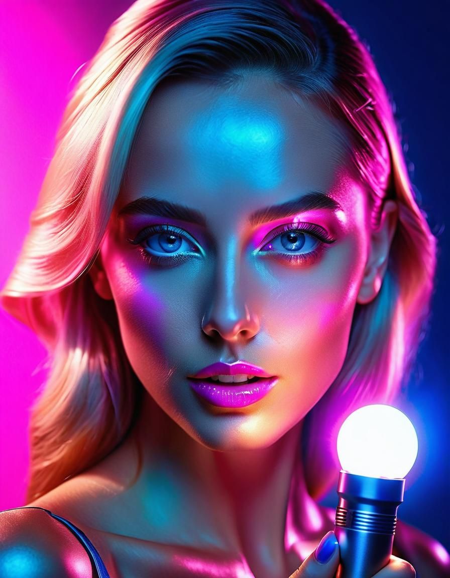 UV Flashlight Portrait in Hyperrealistic Digital Art